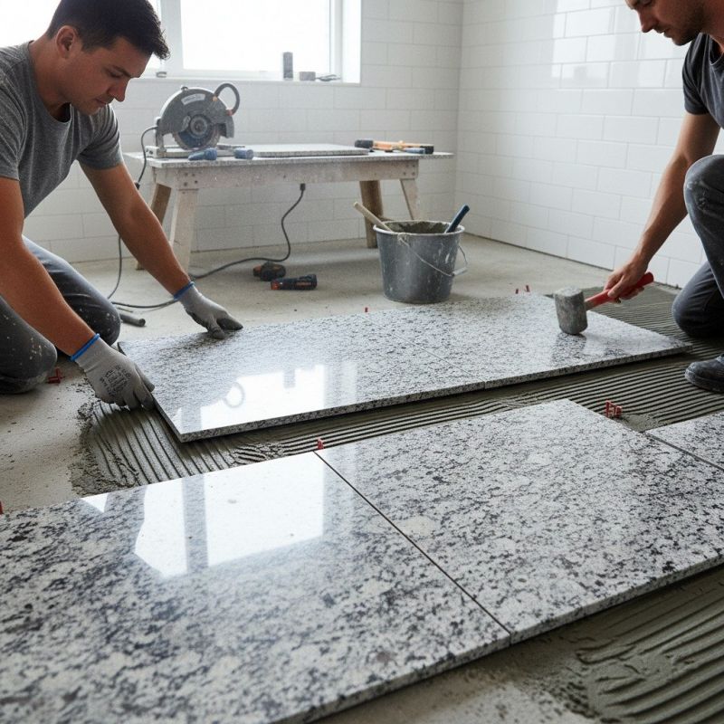 Blue Granite Tile Installation